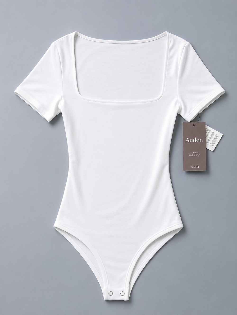 Auden Womens Size XS Short Sleeve Bodysuit Comfortable Soft Natural Look White - Picture 2 of 6